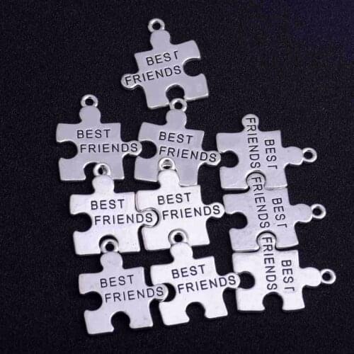 10 Sets Best Friends Puzzle Pieces Matching Pendants Charms Friendship Jewelry Making Crafts Necklace Bracelet Pendant BFF