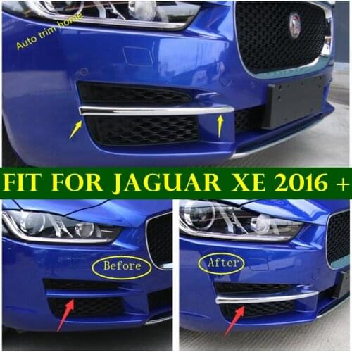 ABS Chrome / Carbon Fiber Look Front Fog Lights Lamp Eyelid Eyebrow Stripes Cover Trim For Jaguar XE 2016 - 2019 Car Accessories