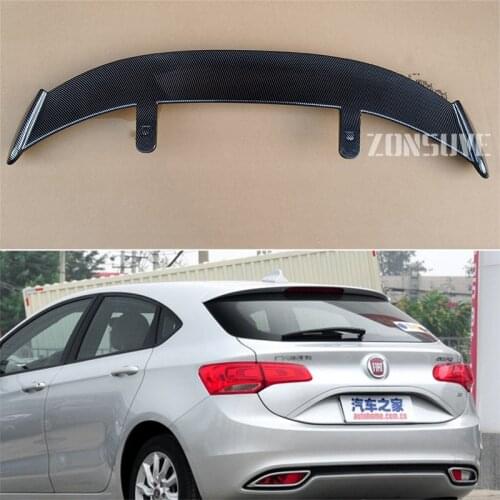 Use For 2014-2017 Fiat Ottimo Spoiler ABS Plastic Carbon Fiber Look Hatchback SUV Roof Rear Wing Body Kit Accessories
