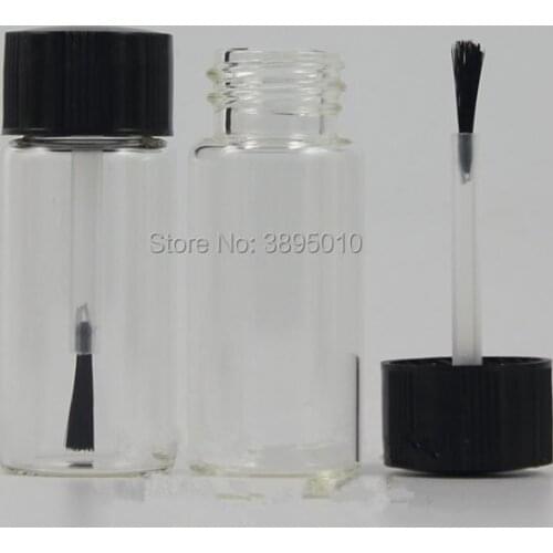 10ml Empty clear amber Nail Polish Bottle &Small Brush Nail Art Container Glass Nail Oil Bottles F1081