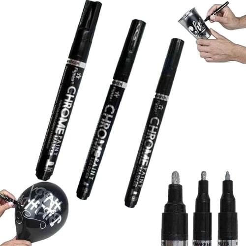 Silver Art Liquid Mirror Chrome Marker, Glisten Liquid Marker Pen DIY Highlight Pen Silver Art Marker Silver Mirror Marker