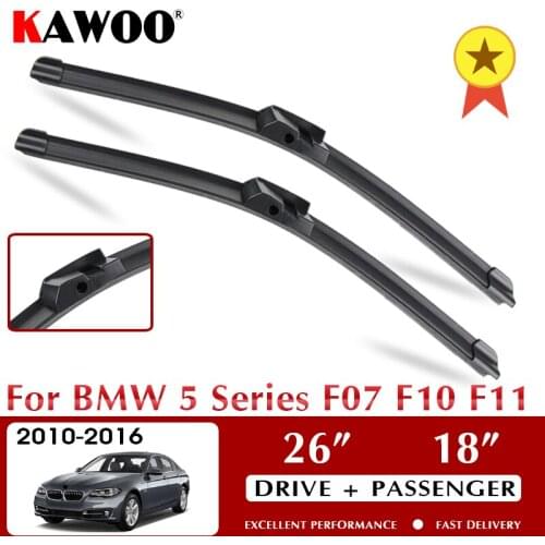 KAWOO Car Wiper Blades For BMW 5 Series F07 F10 F11 October 2010 - Nov. 2016 Windshield Windscreen Window 26"+18" LHD RHD