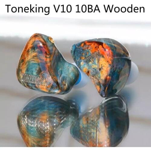 TONEKING V10 10 Balanced Armature 10BA Wooden Hifi Music Monitor Studio Customized Hand Made MMCX Earphone Earbuds