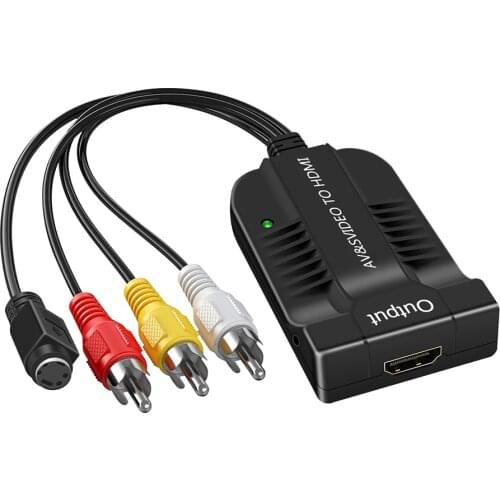 CVBS AV SVIDEO to HDMI Converter 1080P HDMI Video Converter High Definition Multimedia Interface for TV VHS VCR DVD Recorders