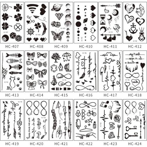 Temporary Tattoo Small Sexy Lips Leaf Black Cartoon Star Tattoo Sticker Finger Art Woman Body Waterproof Tattoo Free Shipping