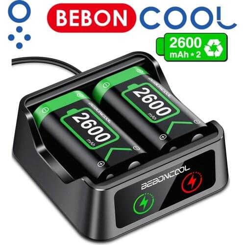 2x2600 mAh Charger for Xbox Controller Battery Rechargeable Gamepads Battery for Xbox One/One S/One X/One Elite Controllers