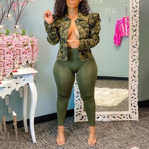 2021 New Fashion Camouflage Print Jackets For Women Single Breasted Long Sleeve Vintage Sexy Evening Night Party Club Outwears