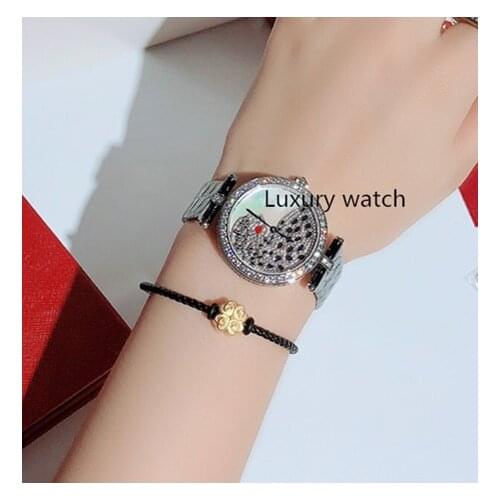 Top quality full of zircon panther watch for women stingray leather cord Sapphire Quartz Wrist watch luxury brand watch