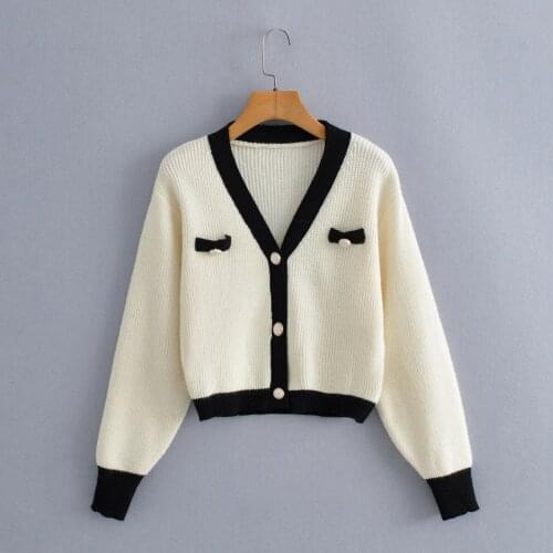 Winter WomenS Short Cardigan Jacket 2021 Long Sleeve Top White Knitted Sweater Sueters De Mujer Fashion All-Match