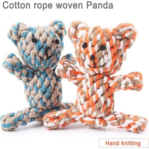 1 pcs Pet toys Hand knitting Color stripe Cotton rope woven Panda suitable for play interactive games with dogs cats