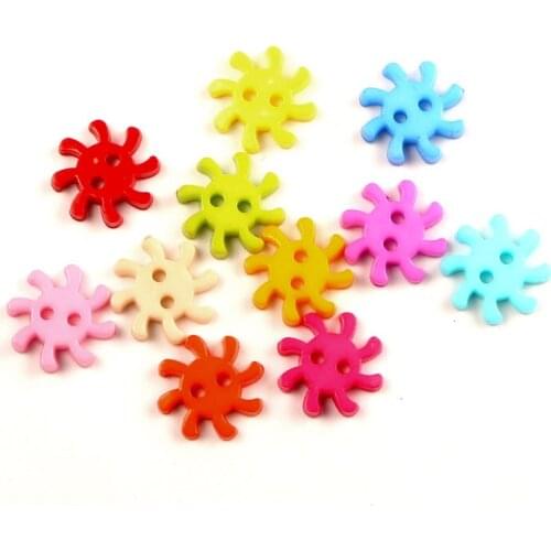 100Pcs Mixed Acrylic Flower Sewing Buttons For Clothes Scrapbooking Decorative Needlework Botone Handicraft DIY Accessories