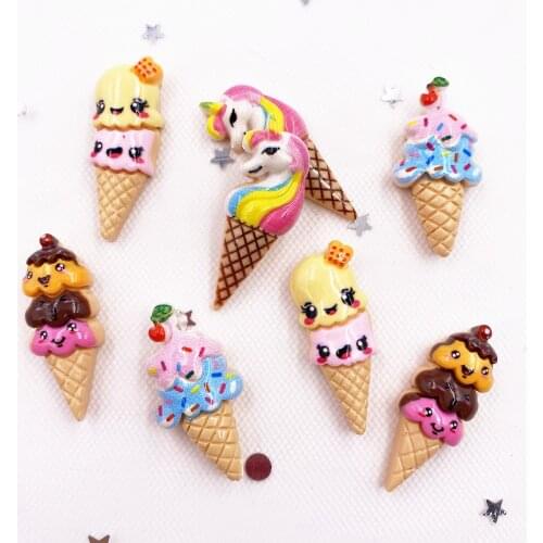 12PCS Kawaii Colorful Resin Sweet cone Flatback Cabochon Scrapbook DIY Accessory Decor Figurine Craft OG90