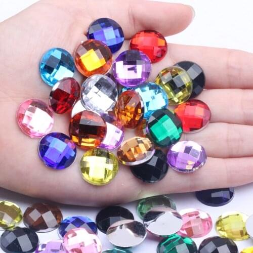 16mm 500pcs Acrylic Rhinestones Round Earth Facets Many Colors Flatback Glue On Beads DIY Jewelry Making Decorations