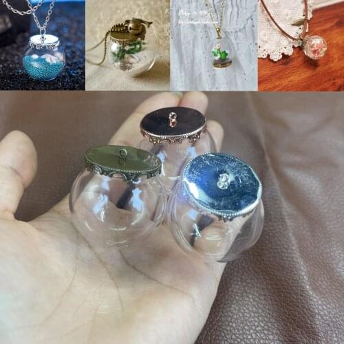 35x25mm Big round glass globe orb with mix color crown tray findings set glass bubble DIY vial pendant Micro landscape bottle