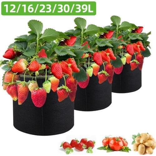 5 Pack 10/7/5/4/3 Gallon Plant Strawberry Potato Grow Bags with Handle Fabric Breathable Flower Pots for Vegetable Fruit Garden