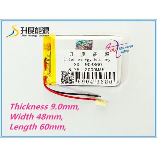 3.7V 3000mAH 904860 polymer lithium ion / Li-ion battery for GPS tablet pc cell phone POWER BANK