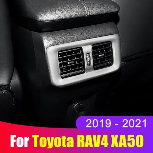 For Toyota RAV4 2019 2020 2021 RAV 4 XA50 ABS Carbon fiber Car Rear Seat Console Air Conditioning Outlet Frame Cover Accessories