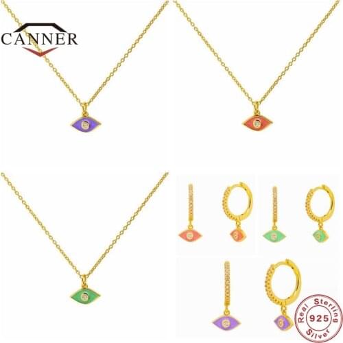 CANNER 925 Sterling Silver Hoop Earrings for Women Fashion Diamond Devil Eye Colorful Huggie Piercing Earring Earings Jewelry