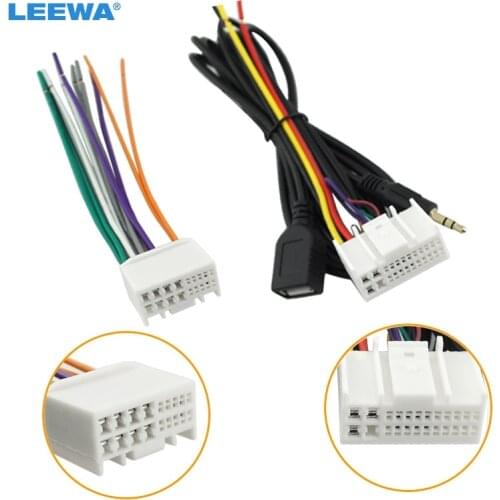 LEEWA Car Audio CD Stereo Wiring Harness Adapter With USB/AUX(3.5mm) Plug For Kia K2/K5/Sportage R Factory OEM Radio DVD Stereo
