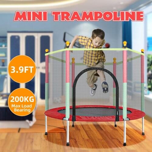 140cm Indoor Trampoline with Protection Net Adult Children Jumping Bed Enclosure Outdoor Trampolines Exercise Fitness Equipment