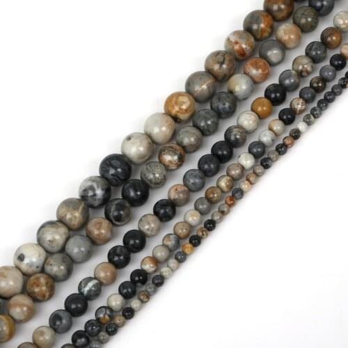 4/6/8/10/12mm natural stone beads Round Gorgeous Matte Picasso loose Beads For DIY Jewelry making Necklace Bracelet