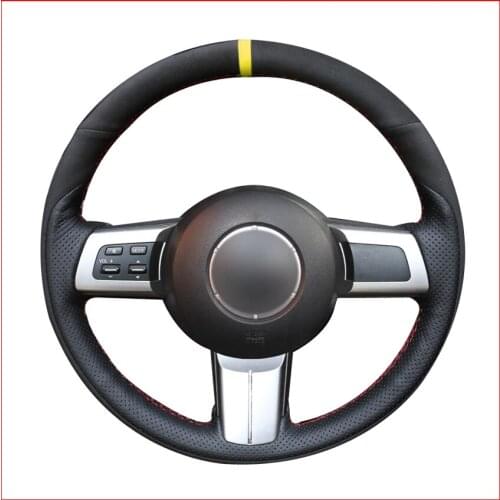 MEWANT Black Genuine Leather Suede Steering Wheel Covers for Mazda MX-5 MX5 Miata 2009-2013 RX-8 2009-2013 CX-7 2007-2009