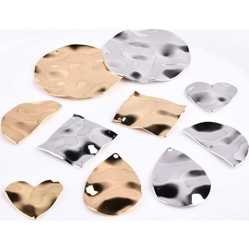 Extremely simple European and American brass geometric ornament material irregular wavy press, DIY earrings