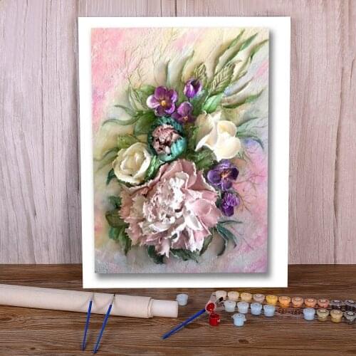 Flowers Art Rose Peony DIY Paint By Numbers Set Oil Paints 50*70 Painting On Canvas Wall Paintings For Wholesale