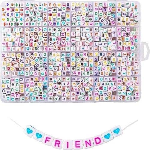 24-Grid Boxed Childrens Amblyopia Correction Puzzle DIY Acrylic Beads 6x6 Square English Beads charms for bracelets