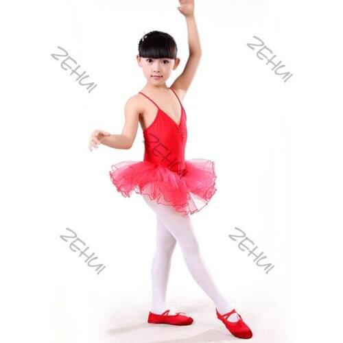 Kids Girls Dress Strap Tutu Dress Candy Color Dancewear Ballet Dress For Girl 3-12Y