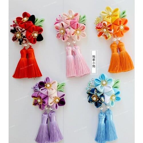 And Wind Japanese-style Tassels Side Clip Children Barrettes Kimono Chinese Clothing Bathrobe Hair Accessories Cosplay Side Clip