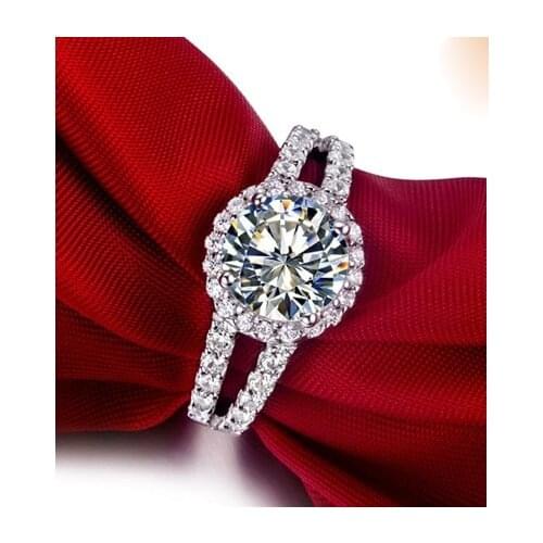 Test Positive 2Ct 8.0mm D Moissanite Ring Created by SRM Luxury Quality Wedding Ring Real 14K 585 White Gold Ring