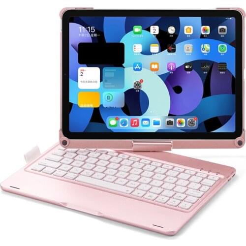 Keyboard Case for iPad Air 4 Case 2020 10.9 Inch 360° Rotatable 7 Color Backlit Bluetooth Keyboard Cover with Pencil Holder