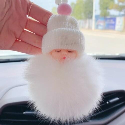 Cute Car Ornaments baby pompomball Car Pendant Car Rearview Mirror Pendant Birthday Gift Auto Decoraction Accessories