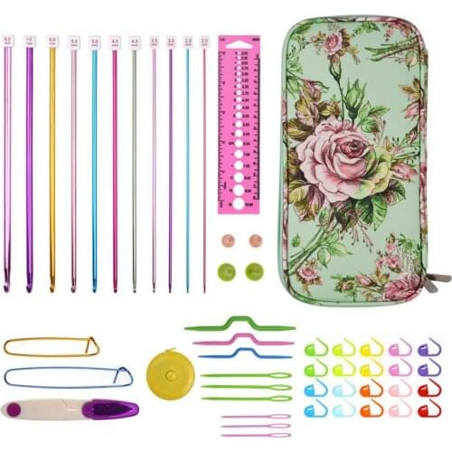 New Crochet Hook Set With Yarn Knitting Needles Sewing Tools Set Knit Gauge Stitch Holder Hook For Knitting