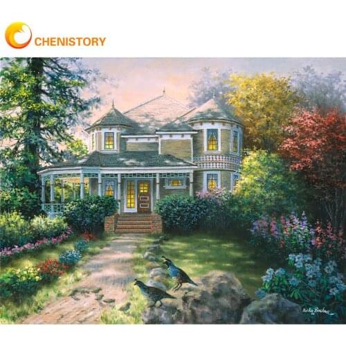 CHENISTORY Frame DIY Painting By Numbers House Landscape Acrylic Handpainted On Canvas Picture By Numbers For Home Diy Gift