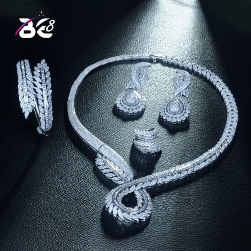 Be 8 Super Quality Classic Bridal Wedding Jewelry Set Sparkling AAA CZ Paved Dubai 4pcs Set Jewellery for Women Bijoux FemmeS328