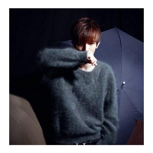 New genuine mink cashmere sweater brand pullovers men 100% pure cashmere sweater winter men free shipping m12