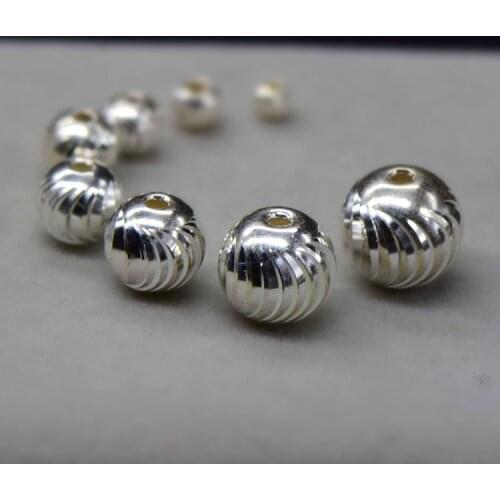 MADALENA SARARA 3mm4mm5mm Sterling Silver Crimp End Beads Jewelry Findings And Componet S925 Beads For Jewelry Making 50pcs/lot