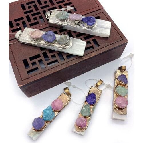 Natural Stone Crystal Pendant Chakra Stone Physiotherapy Stone Jewelry Making Pendant DIY Necklace Pendant Creative Gift 1pc