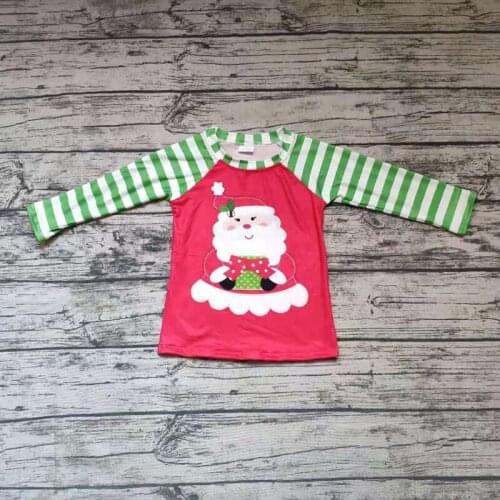 Baby girls christmas raglan t-shirt santa fashion long t shirt girl clothes kids toddler boutique top