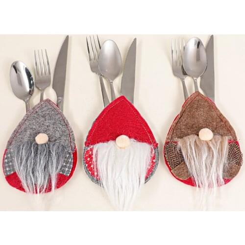 2020 Christmas Santa Claus Cutlery Set Nordic Egg-shaped Decorations Cutlery Set Faceless Baby Cutlery Set
