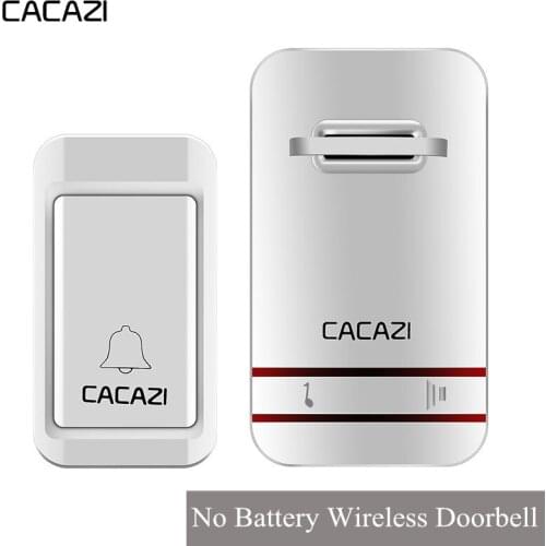 CACAZI Smart Wireless Self-powered No Batteries Waterproof Doorbell EU/US/UK Plug LED 100-220V 120m Remote 38 Songs
