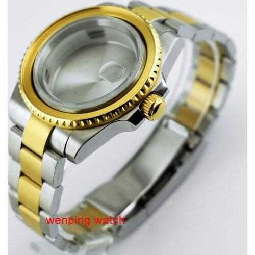 Yellow Gold 40mm watch 1xcase+1xbezel+1xstrap for ETA 2836,DG2813 dg3804 Miyota 82Series p652