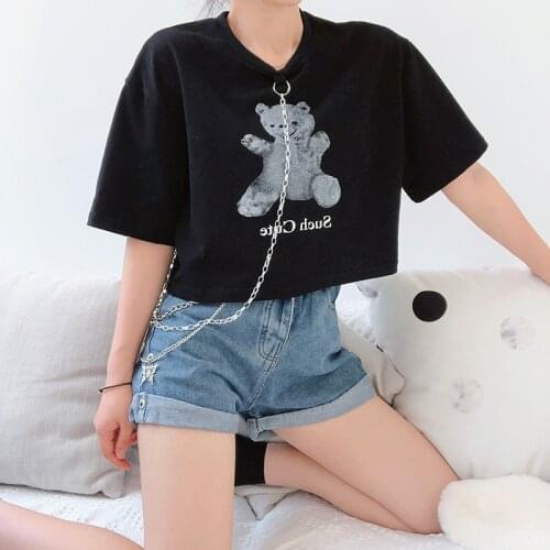 2021 Spring and Summer Cotton Round Neck Short Sleeve Womens Top High Waist Slim Print Short Sleeve Sports Womens T-shirt