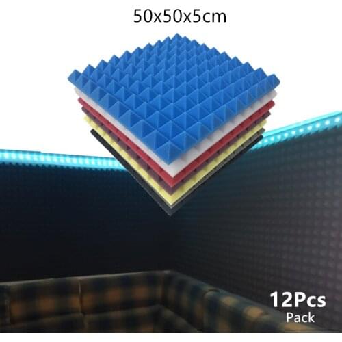 12PCS 50x50x5cm Soundproof Foam Sound Absorption Treatment Panel Sound Wedge Protective Sponge Sealing Strip Acoustic Foam