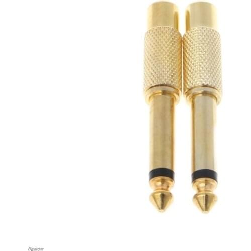 2 Pcs 6.35mm 1/4" Mono Male Jack To RCA Female Plug Audio Adapter Cable Converter Damom