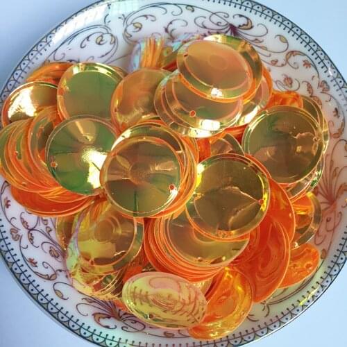 200pcs/lot Large Round Sequins 20mm PVC Cup Round With 2 Side Holes Sequins Decoration DIY Handmade Clothing Accessories Orange