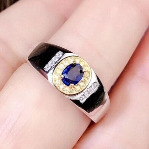 2020 New Sapphire Man Ring s925 pure silver platinum / gold plating two-tone fine manufacturing 50-point sapphire diamond ring