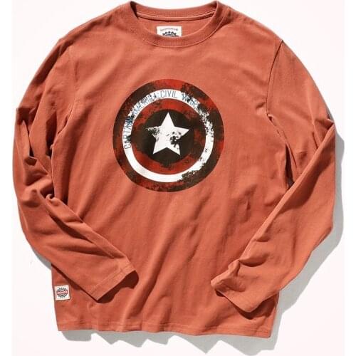 2020 Autumn Winter New Men Fashion Long Sleeve O-neck 100% Cotton Print T-shirt Bottomed Vintage Shirt